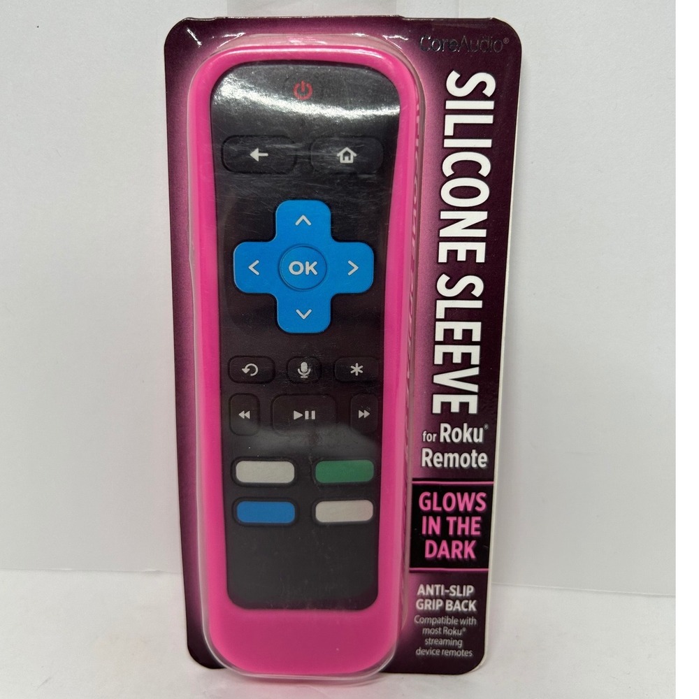 CoreAudio Glow in the Dark Pink Silicone Sleeve for Roku Remote NEW